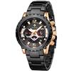 WWOOR Cronografo da uomo di lusso al quarzo in acciaio inossidabile e metallo da uomo impermeabile casual orologio da polso con data.., N6-Oro rosa/Nero, Cronografo