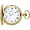 Regent - Orologio da tasca da uomo, Savonnette con coperchio ribaltabile, 47mm, quadrante bianco, numeri arabi, quarzo, modello P-736 - Oro