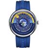 FORSINING Orologio al quarzo da uomo, alla moda, con lancetta speciale della Terra, con cinturino in silicone, impermeabile, stile casual