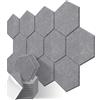 JBER 12 Pack Pannelli acustici esagonali, schiuma autoadesiva a prova di suono, 30 X 26 X 1cm Pannelli acustici da parete ad alta densità per studio, ufficio (grigio)