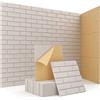 Kuchoow - Pannelli acustici decorativi autoadesivi per pareti, 12 pezzi, motivo a mattoni, beige, trattamento acustico artistico per soffitto, porta, studio, 30 x 30 x 1 cm