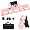COSTWAY Tastiera Pianoforte Pieghevole a 61 Tasti, Tastiera Elettronica con Funzione MIDI, Cuffie, Pedale Sustain, Pianoforte Digitale Portatile per Principianti (Rosa)