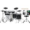 XDrum DD-670 PLUS Mesh E-Drum Kit - batteria elettronica con vera HiHat e casse in legno - Pad Kick 20 - 720 suoni - incl. hardware - sgabello, cuffie, bacchette & scuola - Black Sparkle