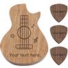 Kenon Contenitore in legno con 3 plettri per chitarra, inciso, scatola a forma di chitarra con 3 scomparti, pratico strumento musicale