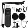 JIY Kit microfono 192KHZ/24BIT Plug&Play Computer Microfono a condensatore Podcast Microfono con chipset audio professionale per PC Karaoke/YouTube/Gaming Record, Braccio Stand (JIY BM-800)