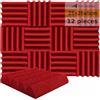 Arrowzoom 12 Pannelli Fonoassorbenti Wedge 25x25x5cm Correzione Acustica 26kg/m3 500-8000Hz Isolamento Trattamento Acustico Studio registrazione Insonorizzazione pannelli decorativi ROSSO 1134