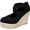 Generico Sandali Estivi Da Donna Tacco a Zeppa Eleganti Estivi Espadrillas Comode Punta Chiusa Leggere Sandals Regolabile Fibbia O Cinturini Alla Caviglia Sandalo Traspirante Spiaggia Scarpe Da Sera