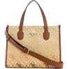 GUESS Silvana Two Compartment Tote Cognac Logo