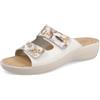 Fly Flot Ciabatta Donna in Morbida Microfibra con Doppio Strappo Regolabile, Fodera Traspirante, Sottopiede in Pelle, Sandali, Bianco, 36 EU