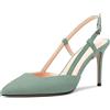 NobleOnly Donna Spillo Alto High Tacco Heel Slingback Pumps a Punta Slip-on Sandali Clear da Matrimonio Feste 8.5 CM Heels Verde Chiaro Scamosciato 38 EU