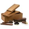 CKB LTD Kit per la cura delle scarpe - Scatola in legno portatile per lucidare le scarpe, set regalo con poggiascarpe, pennello applicatore, spazzole per lucidatura, Dauber, calzascarpe, smalto nero e