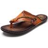 G&F Uomini Infradito Spiaggia Passeggio Sandali Tomaia in Pelle Microfibra Pantofole Anti Scivolo Suola in Plastica (Color : Brown, Size : 43)