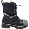 Malu Shoes Anfibi Scarpa Donna Nero con Strass Argento in Punta e Cinturino Fondo Alto in Gomma zigrinata con Zip Moda (39 EU)