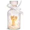 JRose Collections Bottiglia luminosa a LED a forma di angelo, 14 cm, in vetro, ornamento decorativo con angelo bianco, caldo, alimentato a batteria, decorazione per la casa, ricordo regalo