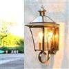 HWSY Lampada da Parete per Esterno Impermeabile da Cortile Applique da Parete Interamente in Rame in Stile Europeo Lanterna in Vetro ad Alta luminosità Villa Porta d'ingresso Sconce da Parete