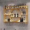 GWWBD Vetrina Espositore Bar,Porta Bottiglie di Vino da Parete Industriale Angolo Bar per Casa Moderno Mobile Bar per Casa Salotto Mensola Bar Sospesa(Size:120 * 15 * 80cm,Color:Oro)