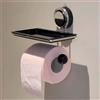sifteng Porta rotolo di carta igienica in acciaio inossidabile con forte ventosa, senza necessità di forare, con ripiano, per bagno, con ventosa (nero)