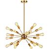 Mengjay Plafoniere Lampadari Sputnik Lampadario Semi-incasso da Soffitto 18 Luci,Lampadario a Sospensione,Lampade da soffitto E27 per Sala da Pranzo Cucina Soggiorno (Senza Lampadina) (18 teste(Oro))