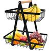 YOPEUC Bianco Porta Frutta a Piani, Nero Portafrutta a Ripiani, Portafrutta a Ripiani Moderno, Cesto Portafruttas a 2 Livelli, Ortaoggetti Staccabile per Verdure, Portafruttas