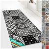 Floordirekt Tappeto passatoia con Motivo, Realizzato su Misura, per Cucina, corridoio e Soggiorno, Ornamento Vintage a griglia Orientale (80 x 250 cm, Sligo)