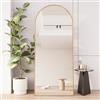 MIOOSUT Specchio grande su piedistallo, 180 x 80 cm, con cornice in alluminio, supporto in metallo, specchio ad arco inclinato o sospeso, per soggiorno, camera da letto, ingresso (oro arcuato, 180 x 80 cm)