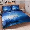 PETTI Artigiani Italiani - Set Copripiumino Matrimoniale Maxi 260x240 cm (2 Federe 50x80 cm Incluse), Parure Copripiumino Microfibra con Stampa Digitale Notte Stellata - Made in Italy