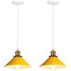 iDEGU 2 Pezzi Lampade a Sospensione Retrò 22cm Lampada da Soffitto Vintage in Metallo E27 Lampadario a Sospensione Moderno Stile Scandinavo Plafoniera per Cucina Soggiorno Caffè Cameretta (Giallo)