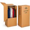 Mottola packaging - 60x55x115h - 4 Scatoloni per Vestiti appesi in Cartone con Asta in PVC -Scatole Armadio Resistenti Porta Abiti per Trasloco, Bauletti per Capi Appesi -Mottola Packaging