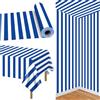 PIXHOTUL Tovaglie Blu e Bianche a Righe Rotolo 100 Piedi, Tovaglia Nautica Blu a Righe in Plastica per Decorazioni da Tavolo per Festa a Tema Marinaresco, Compleanno del Primo Anno del Ragazzo