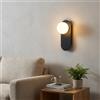 B·LED BARCELONA LED BARCELONA LED Applique da Parete Brian E27 - Lampada da Muro Stile Nordico con Sfera in Vetro Opale, Design Minimalista, Base in Alluminio Nero, Uso Interno IP20