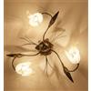 Mondocreazioni Plafoniera da soffitto classica a 3 luci in ferro battuto e vetro realizzata e decorata artigianalmente coll. scott