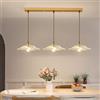 SANBDDLYY Lampada a Sospensione a Grappolo a 3 Luci for Isola Cucina Lampada a Sospensione a Soffitto in Vetro Trasparente con Fiore di Loto Lampadario Moderno Rustico Lineare in Oro Chiaro for Sala d