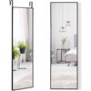 HOMASISSpecchio da parete 2 in 1 e porta, 37 x 120 cm, con 2 ganci e telaio in metallo, regolabile in altezza, in vetro infrangibile, per camera da letto, soggiorno e corridoio