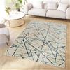 TAPISO Crystal Tappeto Pelo Corto Lucido Effetto 3D Design Moderno Motivo Astratto Geometrico Linee tonalità Blu Beige Soggiorno Sala Camera Cameretta Sicuro Oeko-Tex 120 x 170 cm
