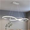 XIANHE Lampadario Soggiorno Cucina LED Sospensione, Lampada a sospensione 58W Moderni Dimmerabile Con Telecomando Plafoniera Regolabile Altezza Isola Sala da pranzo Ufficio Lampade (Cromo, Dimmerabile)