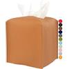 JESMINI Porta Fazzoletti per Scatola di Tessuto - Copertura Quadrata in Similpelle con Cintura Inferiore [JESMINI, Marrone Cammello] Copertura per Scatola di Fazzoletti a Cubo per Bagno/Comodini/Ufficio
