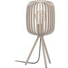 Eglo lampada da tavolo Romazzina, lampada da comodino con treppiede, lampada decorativa a tre gambe in metallo color sabbia, illuminazione per soggiorno e per camera da letto, attacco E27