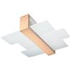 SOLLUX lighting Feniks 2 Lampada da soffitto | Elegante alloggiamento in legno + combinazione di paralume in vetro | Lampadina E27 sostituibile, 2 x 60 W | Legno naturale, 43 x 43 x 12 cm