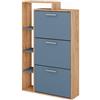 Vicco Scarpiera Orlando, Goldkraft rovere/blu, 80 x 128.3 cm con 3 scomparti, per la conservazione e l'organizzazione delle scarpe