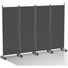 Yakimz Paravent - Divisorio pieghevole su rotelle, 4 pezzi, 228 x 181 cm, divisorio per interni, per casa, ufficio, terrazza, antracite