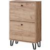 Vicco Scarpiera Siri, Quercia dorata, 60 x 92 cm con 2 cassetti incernierati
