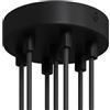 creative cables Kit rosone per lampadario da soffitto (serracavo cilindrico, metallo nero, Ø 120 mm, 7 fori) - Fissaggio a staffa per lampadari e sospensioni multiple