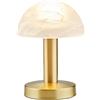 Trio Leuchten Fynn II 599110108 - Lampada da tavolo a LED Fynn II in metallo ottone opaco, vetro bianco alabastro, con 1 LED E14 da 4,9 Watt, funzione Touch Me (commutabile in 4 posizioni, 3 livelli