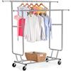 Yaheetech Stand Appendiabiti Portabiti da Terra Attaccapanni con Ruote Doppia Asta Telescopica e Estensibile in Metallo Cromato Attacapanni Ingresso (129-189) x 55,5 x (139-164) cm