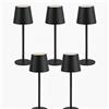 LEOLUX COLUMBUS NERO - Set 5 Lampade da Tavolo LED Ricaricabili - Design Moderno in Alluminio Nero Opaco - 3 Colori di Luce - Touch Dimmer - Wireless - Per Casa, Ristorante, Bar, Terrazza