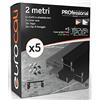 Eurocali Profilo Alluminio per Strisce LED Nero con copertura Professionale Grigia Made in Italy MedusaFlex in Policarbonato - Pacco da 5 pezzi (10m) - 2000 x 17.4 x 7mm - Cover standard nera inclusa