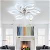 Dobecd LED Ventilatore Da Soffitto Con Camera Da Letto Lampadario Con Ventilatore E Telecomando Réversible Intelligente Lampadario Ventilatore 6 Velocità Timer Fiore Pale a Soffitto Con Luce-chrome