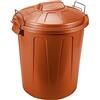 Acan Tradineur - Pattumiera in plastica con coperchio e manici in metallo, contenitore per rifiuti, bidone della spazzatura, riciclaggio, prodotto in Spagna, 21 litri, 42,2 x 33,8 cm, marrone