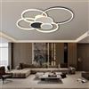 MOMOYY Lampadario LED dimmerabile a 7 anelli-Plafoniera moderna in metallo e acrilico con telecomando luminosità regolabile per il soggiorno la camera la sala da pranzo e l'ufficio (Bianco nero, 100cm)