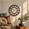 K&L Wall Art Orologio da parete vintage industriale stile country, orologio da parete in legno e metallo, senza rumore di ticchettio, orologio silenzioso (Farmhouse Clock, Ø 30 cm)
